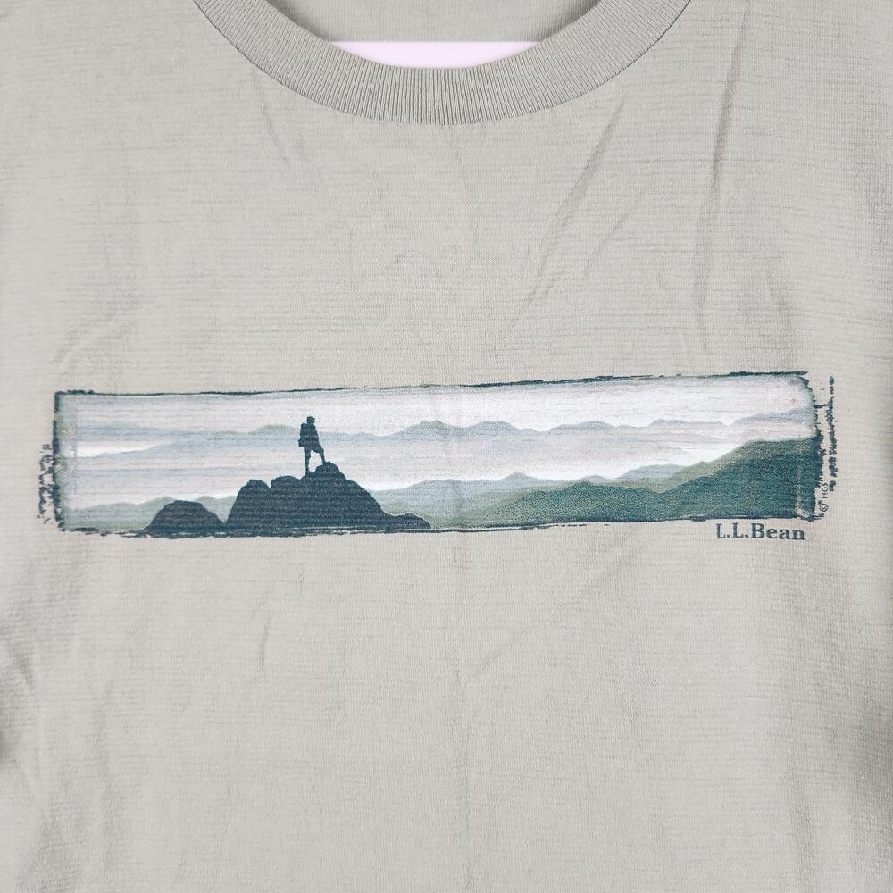Vintage LL Bean Shirt Mens XL Green Hiker Mountain Graphic Logo Outdoors 90s Y2k